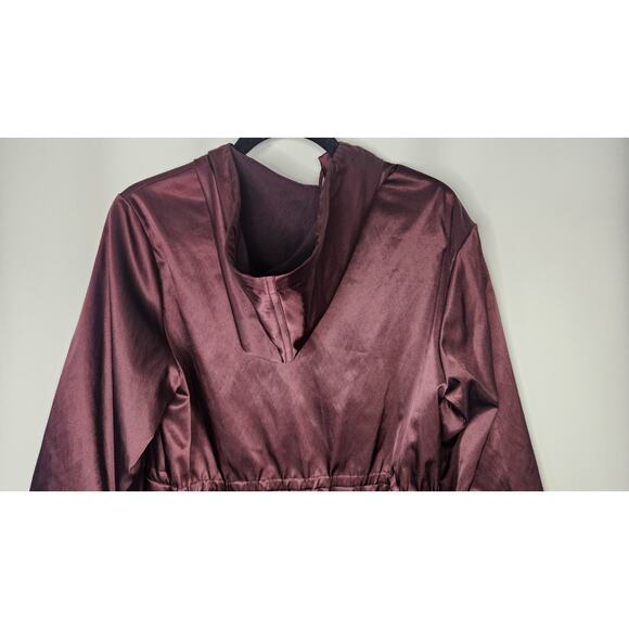 MICHAEL KORS FANCY PURPLE HOODED ANORAK CINCH-WAIST RAINCOAT LONG JACKET P/M - Picture 9 of 10